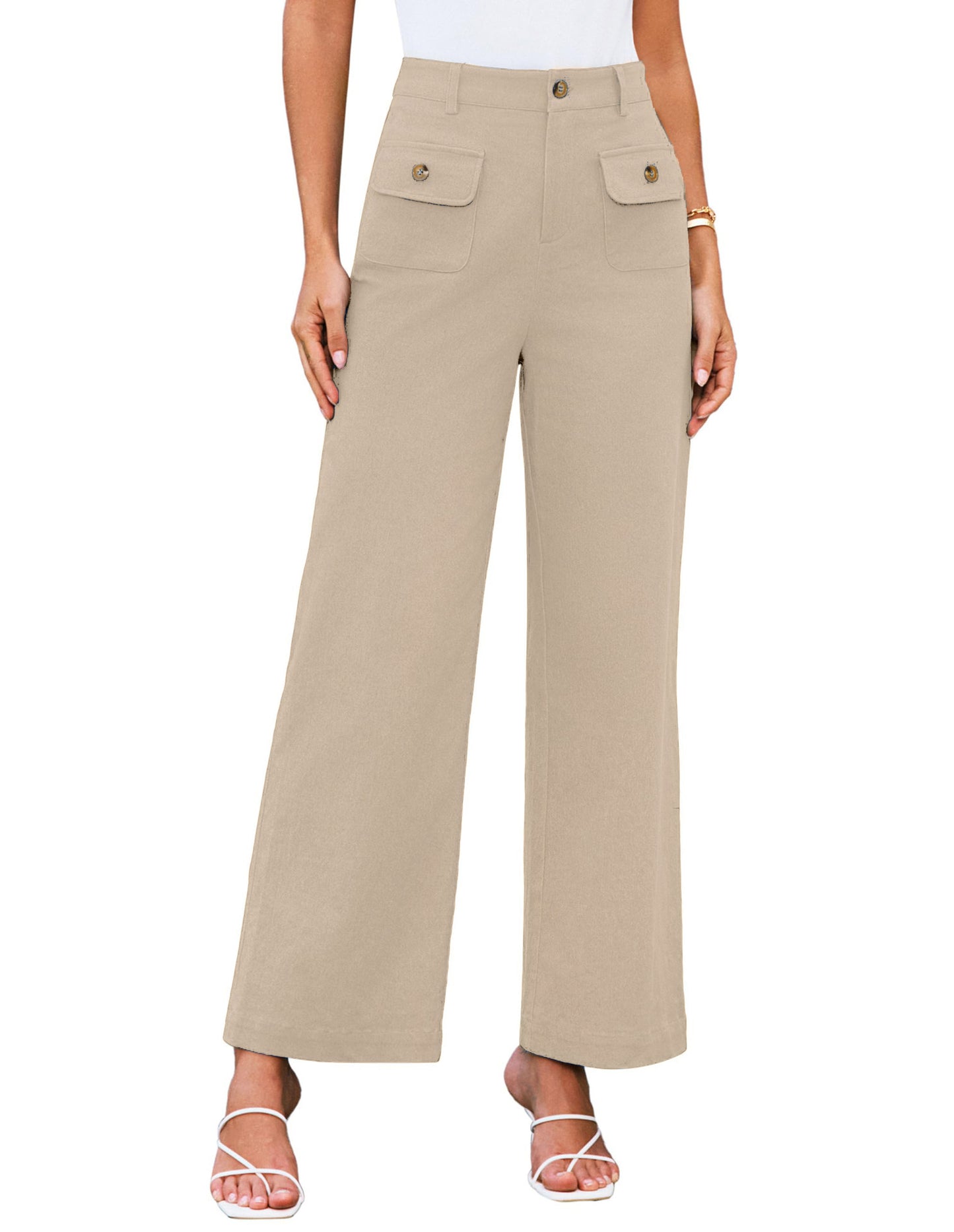 Women's High Waist Wide Leg Pants Stretch Casual Pants
