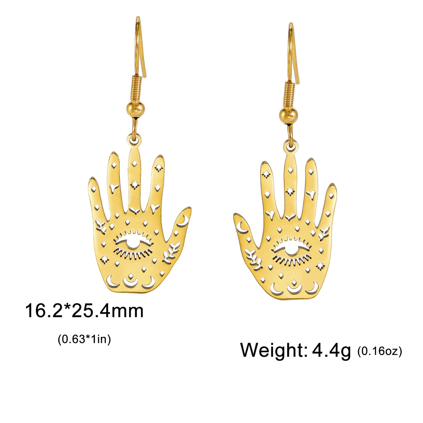 Retro Exaggerated Personalized Hip Hop Palm Hollow Eye Earrings