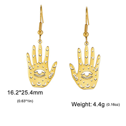 Retro Exaggerated Personalized Hip Hop Palm Hollow Eye Earrings