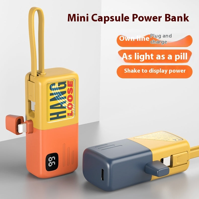 Mini Capsule Power Bank Two-way Fast Charging With Digital Display Pocket Small Mobile Power Supply
