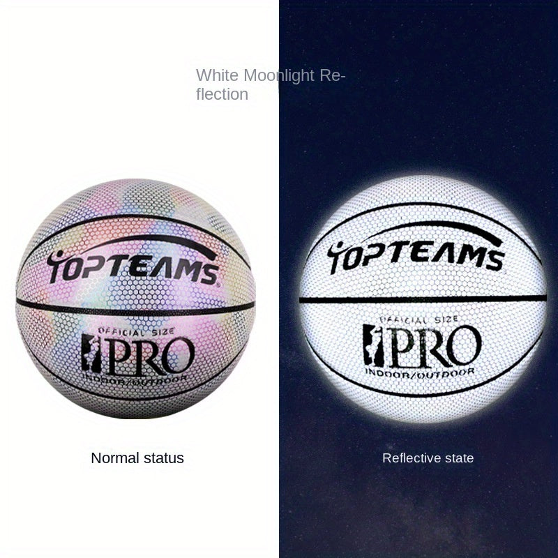 Net Popular Holographic Luminous Reflective Basketball Pu Wear-resistant Creative Fluorescent Basketball No. 7