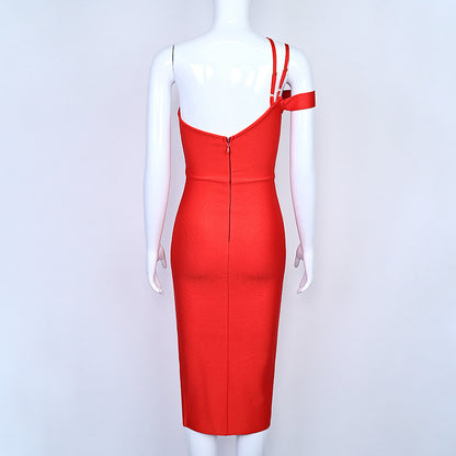 Red Bandage Tight Elastic Dress