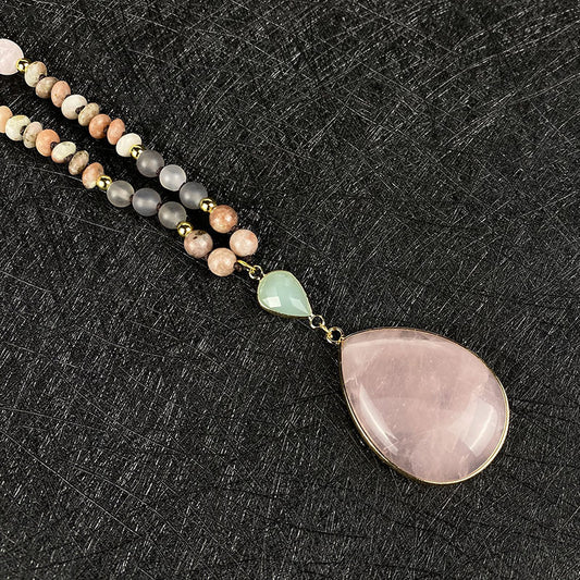 Natural Stone Powder Arrow String Necklace