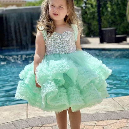 Baby Girl One Year Old Dress Birthday Princess Dress Piano Playing Tulle Tutu
