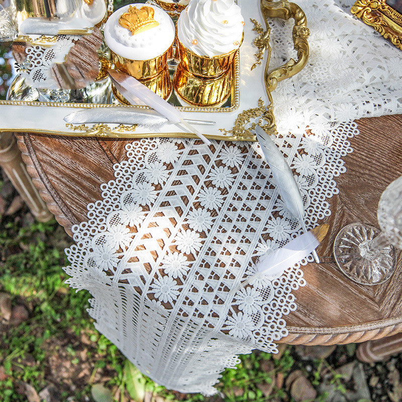 Pastoral Woven Table Runner Lace Retro Hollow Placemat