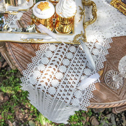 Pastoral Woven Table Runner Lace Retro Hollow Placemat