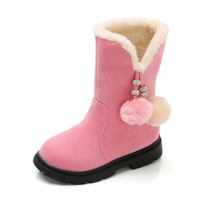 Winter New Girls Warm Cotton Boots Princess Long Children
