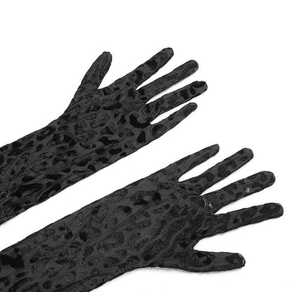 Leopard Print Tube Top Long Sleeve Gloves One Piece