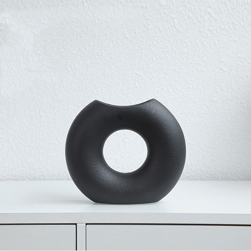 Nordic Style Simple Ceramic Vase Semicircle Creative Flower Device