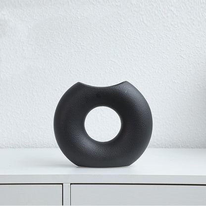 Nordic Style Simple Ceramic Vase Semicircle Creative Flower Device