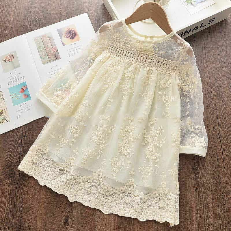 Summer Cute Princess Style Children's Dress With Embroidery Mesh