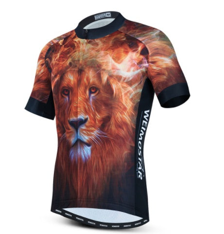 Cycling Jerseys Men 3D Lion Printing Bicycle Clothing Breathable Short Sleeve Shirts Quick Dry Bike Tops