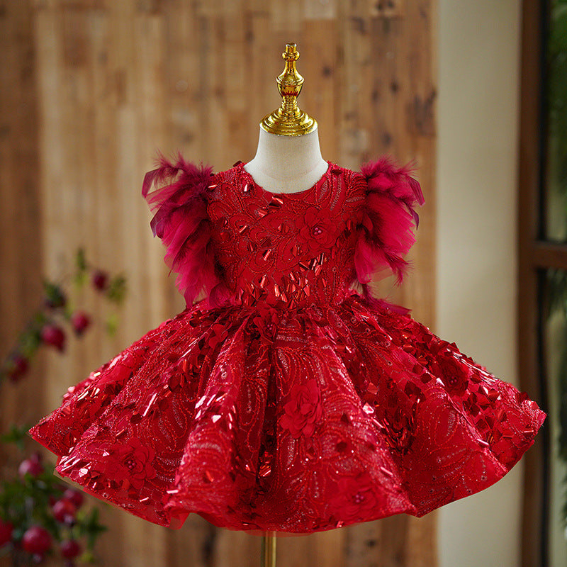 Girl's Dress Red Princess Children