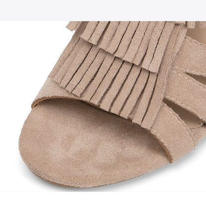 Fashion Back Zipper High Heel Fishmouth Roman Shoes