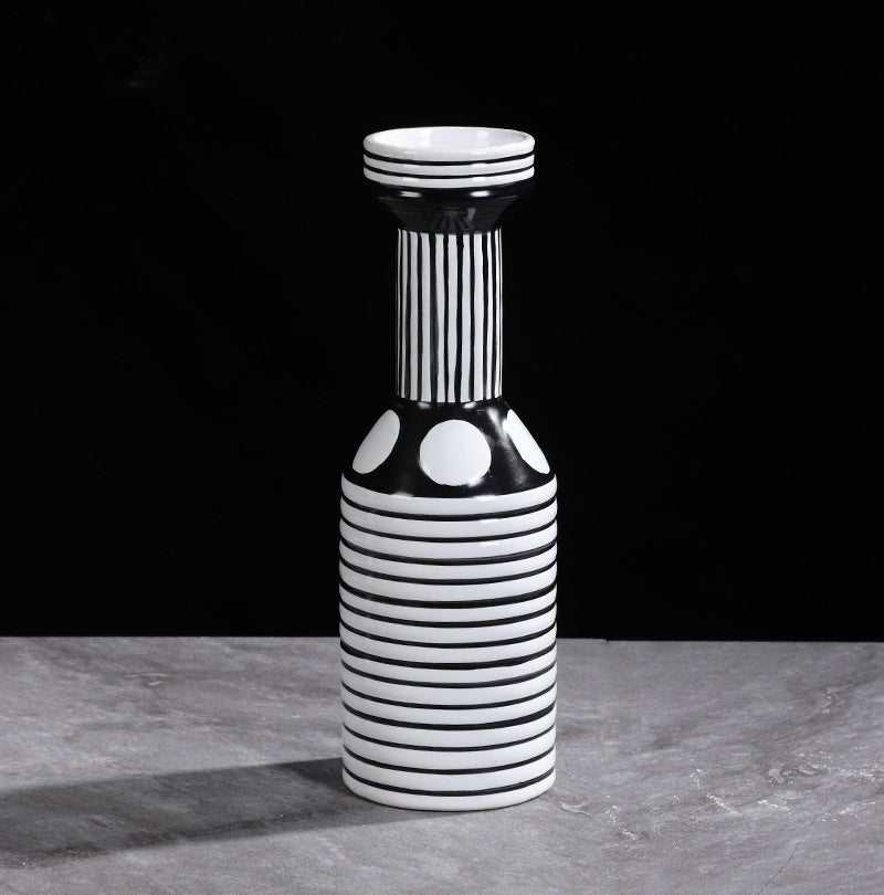 Simple Nordic Minimalism Black And White Striped Ceramic Vase