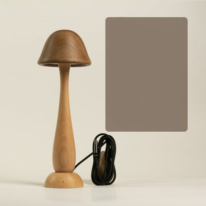 Mushroom Solid Wood Table Lamp Touch Dimming