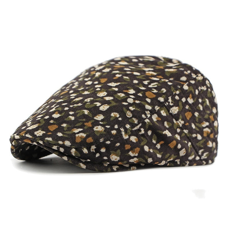 Personalized Ethnic Style Floral Beret Women's British Retro Corduroy
