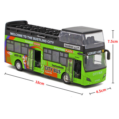 Urban Double-decker  Top Bus Bus Toy Sound And Light Pull Back Children's Car