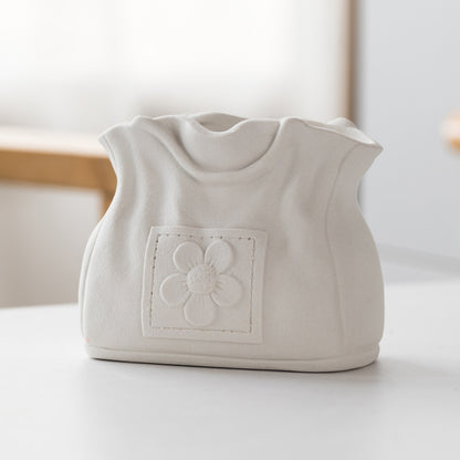 Dehua Frosted Wide Mouth Handbag Ceramic Vase Ornament Simple European Retro