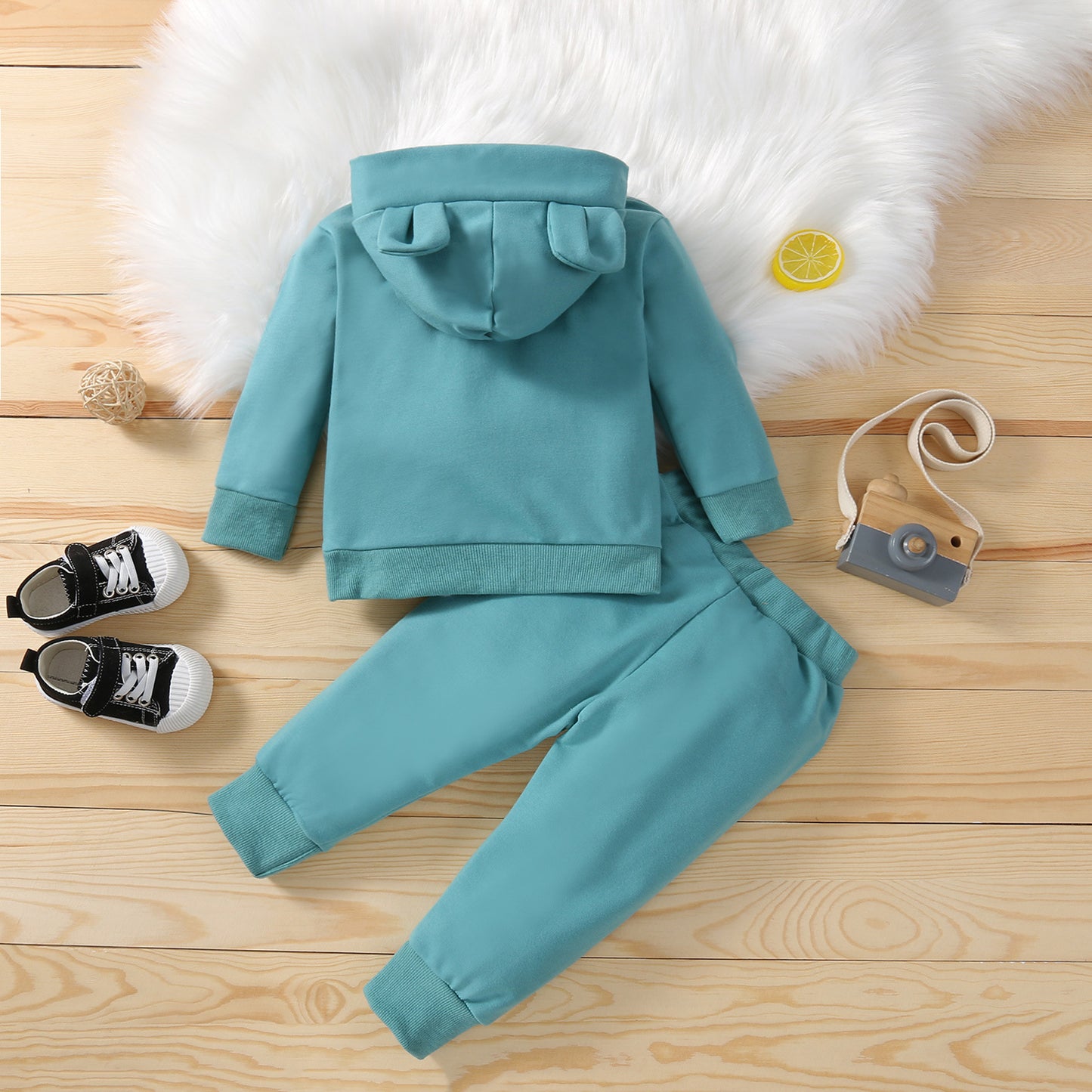 Spring And Autumn Children's Suit Hooded Two-piece Large Pocket