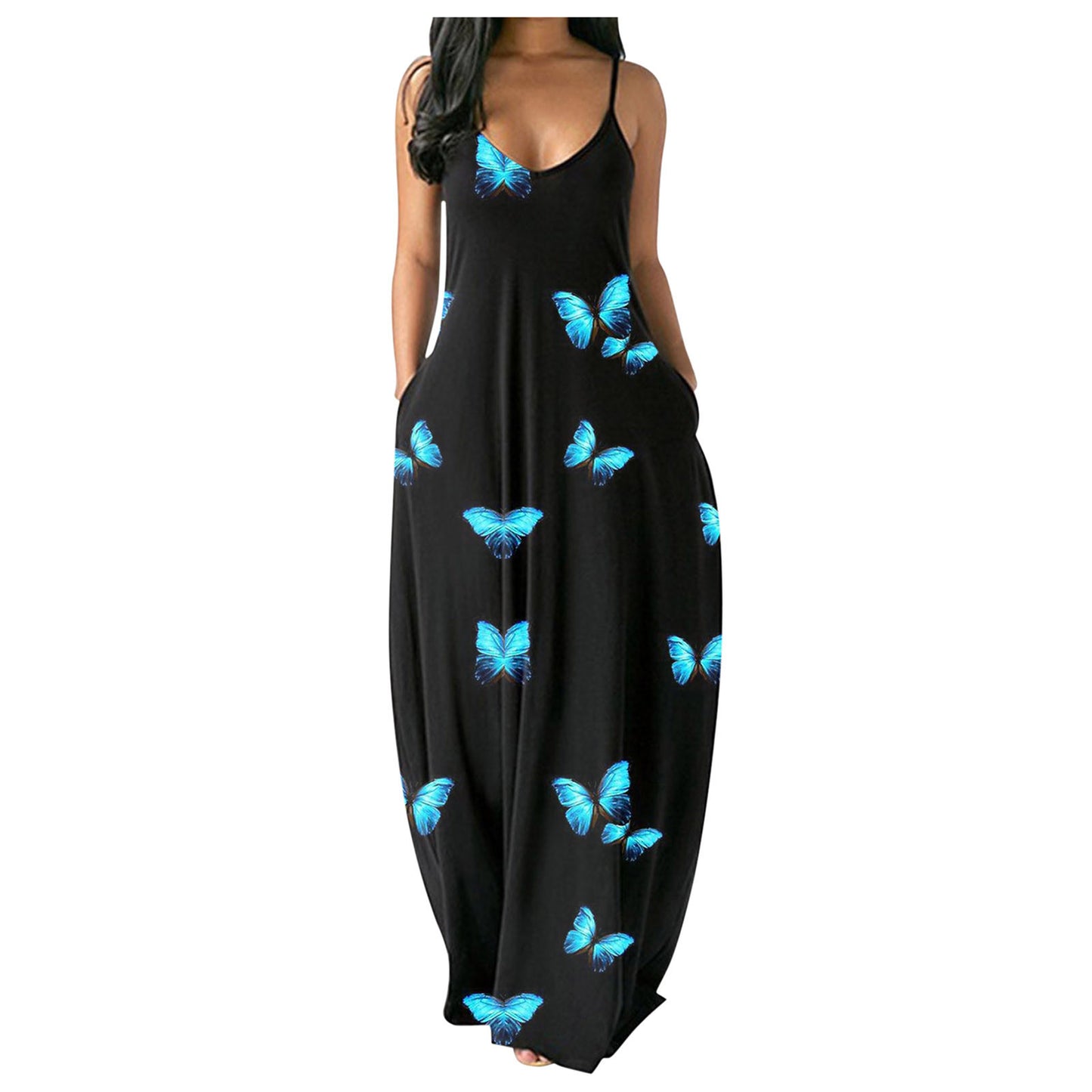 Casual Print Plus Size Sling Long Dress