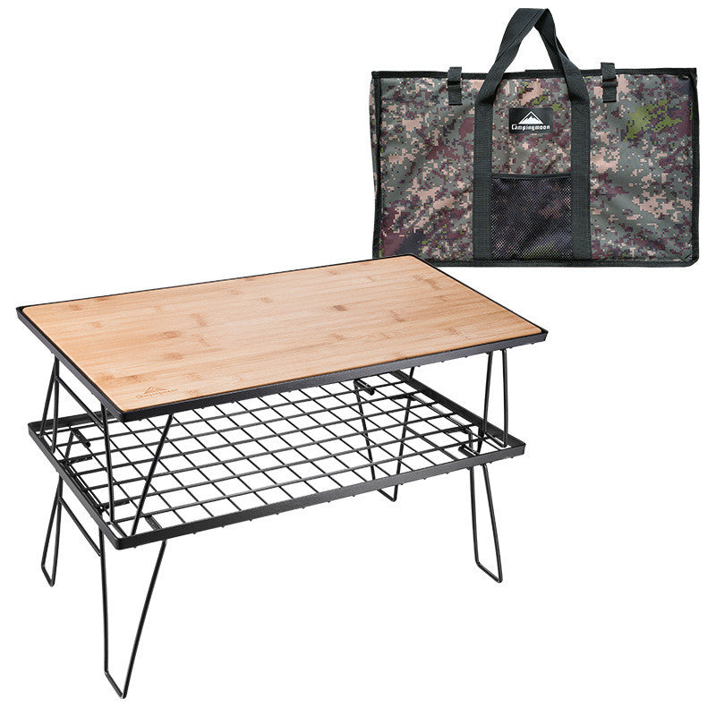 Outdoor Simple Folding Picnic Table Multi-layer Wrought Iron Rack