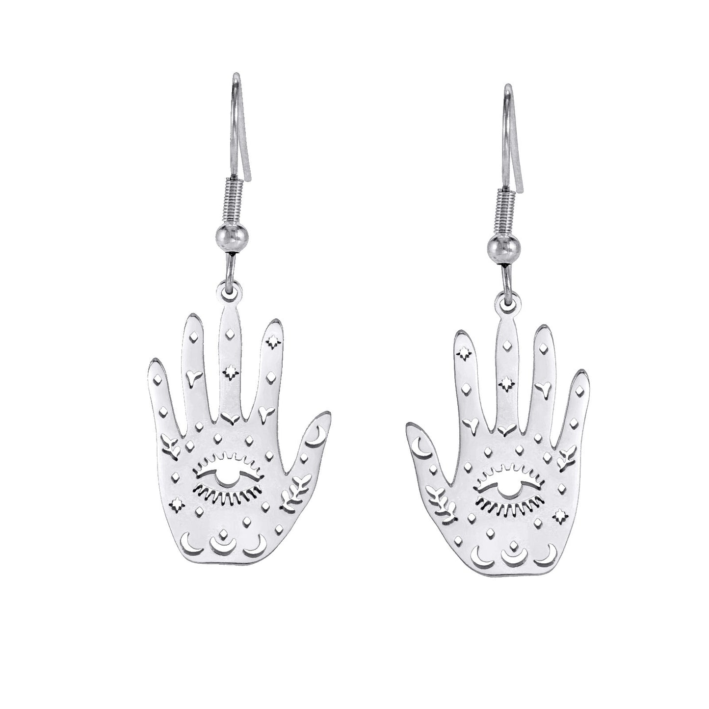 Retro Exaggerated Personalized Hip Hop Palm Hollow Eye Earrings
