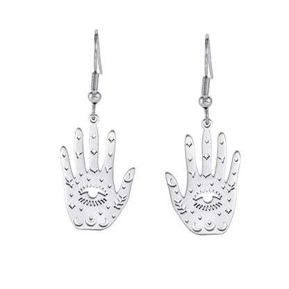 Retro Exaggerated Personalized Hip Hop Palm Hollow Eye Earrings