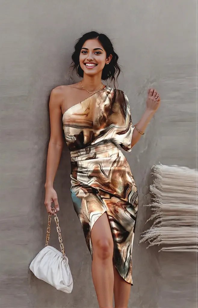 New beautiful golden Summer  off shoulder Floral Print Slit Dress