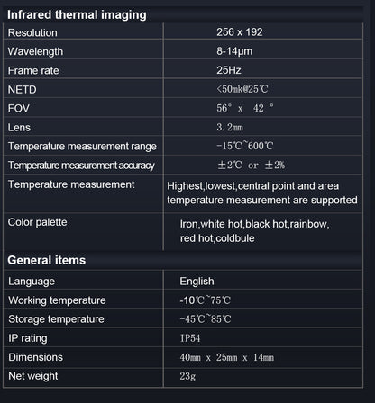 Android Plug-in Thermal Imaging Camera