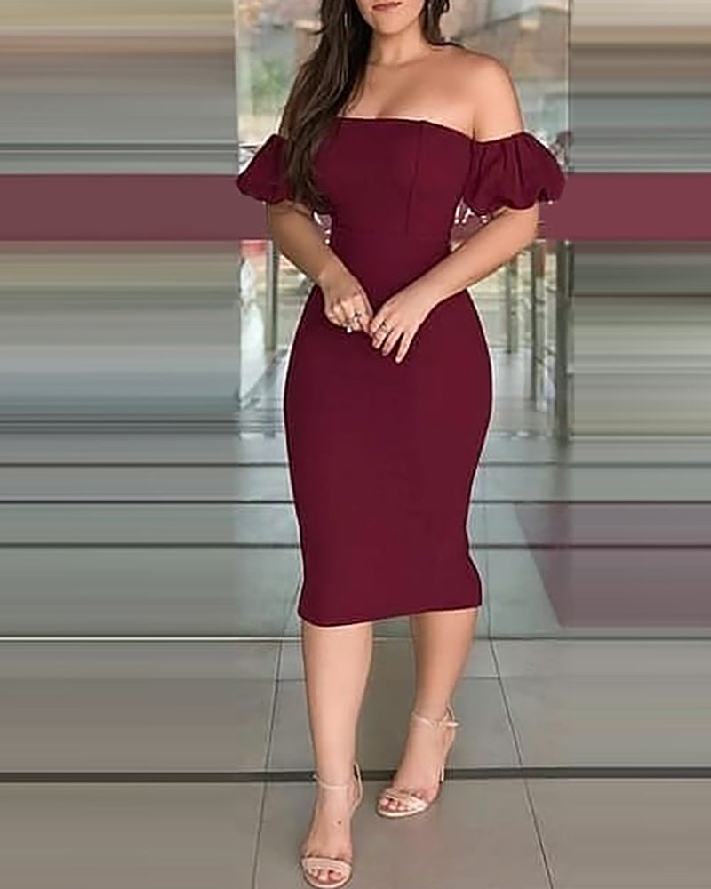 Women's Burgundy One Shoulder Puff Sleeve Bodysuit