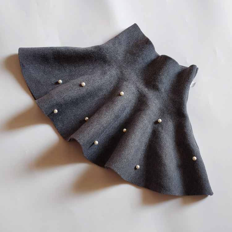 Girls High Waist Knitted Pearl Umbrella Skirt