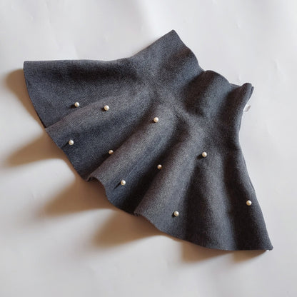 Girls High Waist Knitted Pearl Umbrella Skirt