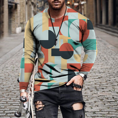 New Product Digital Printing Men's Long Sleeved T Shirt