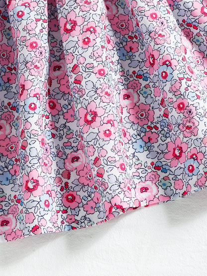 Summer New Girls' Floral Puff Sleeve Dress