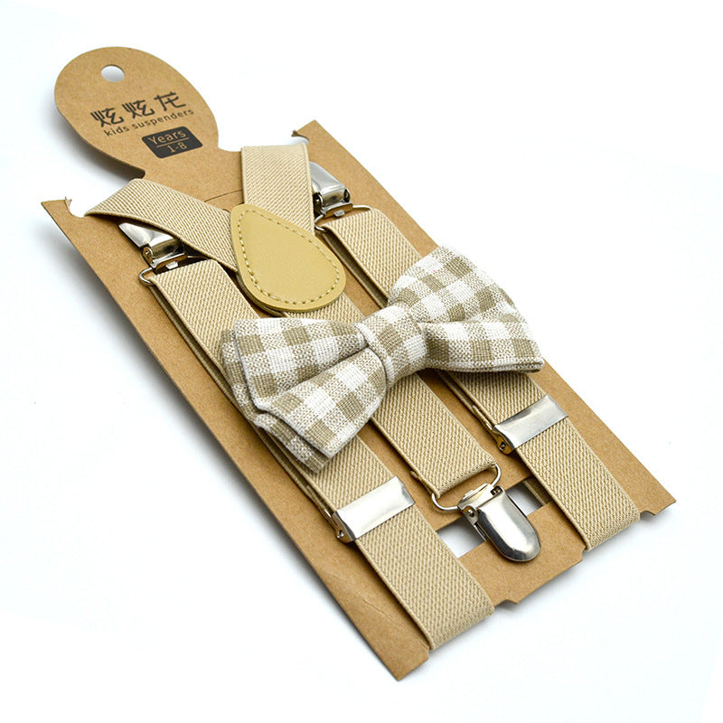 New Children's Suspender Printed Bow Tie Set