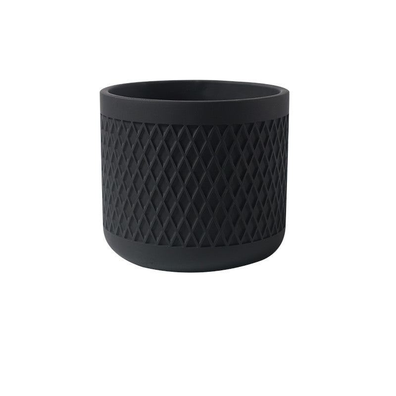 Indoor Simple Relief Diamond-shaped Cement Flowerpot