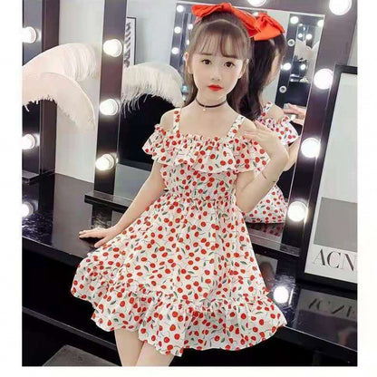 Medium And Big Children Floral Skirt Summer Little Girl Fashionable Princess Dress