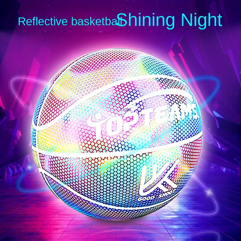 Net Popular Holographic Luminous Reflective Basketball Pu Wear-resistant Creative Fluorescent Basketball No. 7