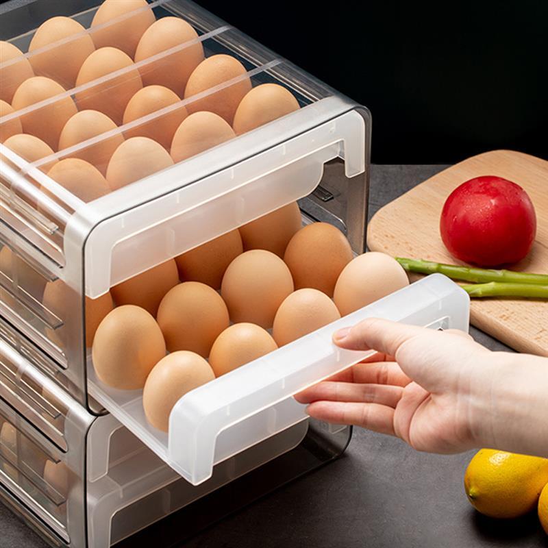 Double-layer Drawer Storage Box Transparent Egg Rack Support