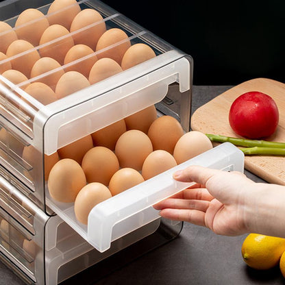 Double-layer Drawer Storage Box Transparent Egg Rack Support