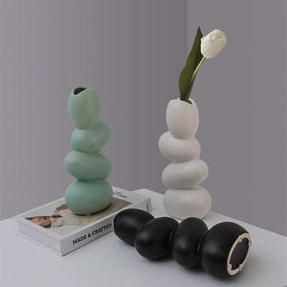 Elegant Egg Shaped Matte Ceramic Decorative Table Art Vase