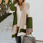 Women's Plus Size Oversized Geometric Colorblock Sweater Cardigan