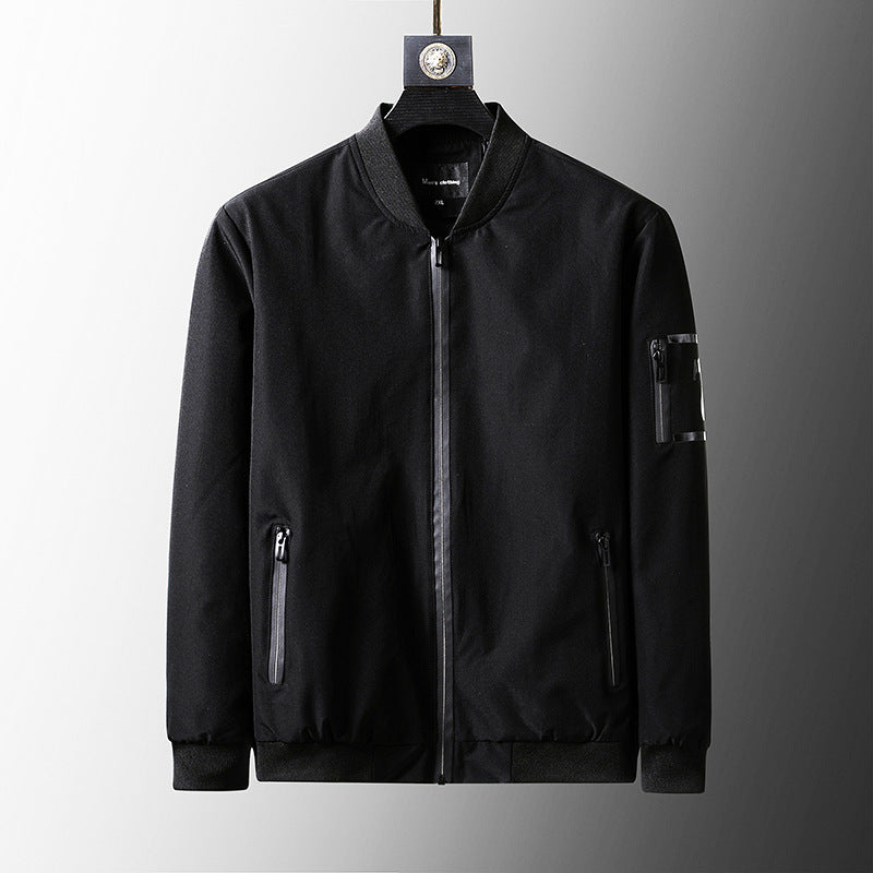 BLACK  Plus Size Loose Clothes Men's Stand-up Collar Jacket