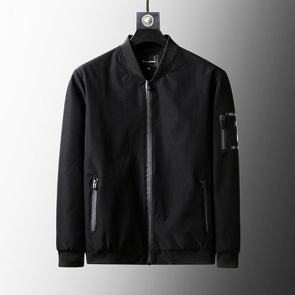 BLACK  Plus Size Loose Clothes Men's Stand-up Collar Jacket