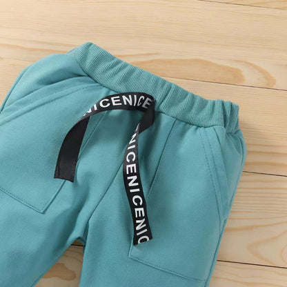 Spring And Autumn Children's Suit Hooded Two-piece Large Pocket