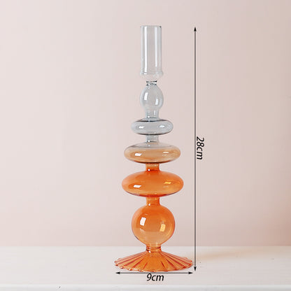 Creative Minimalist Glass Candlestick Vase Artifacts