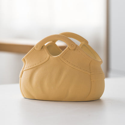 Dehua Frosted Wide Mouth Handbag Ceramic Vase Ornament Simple European Retro