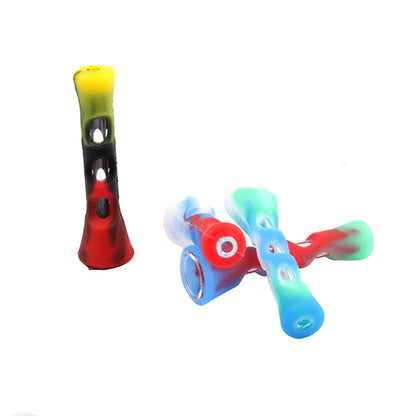 Horn Silicone Pipe Camouflage Glass Smoking Set