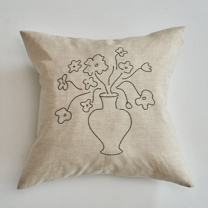 Linen Embroidery Removable And Washable Sofa Living Room Pillow